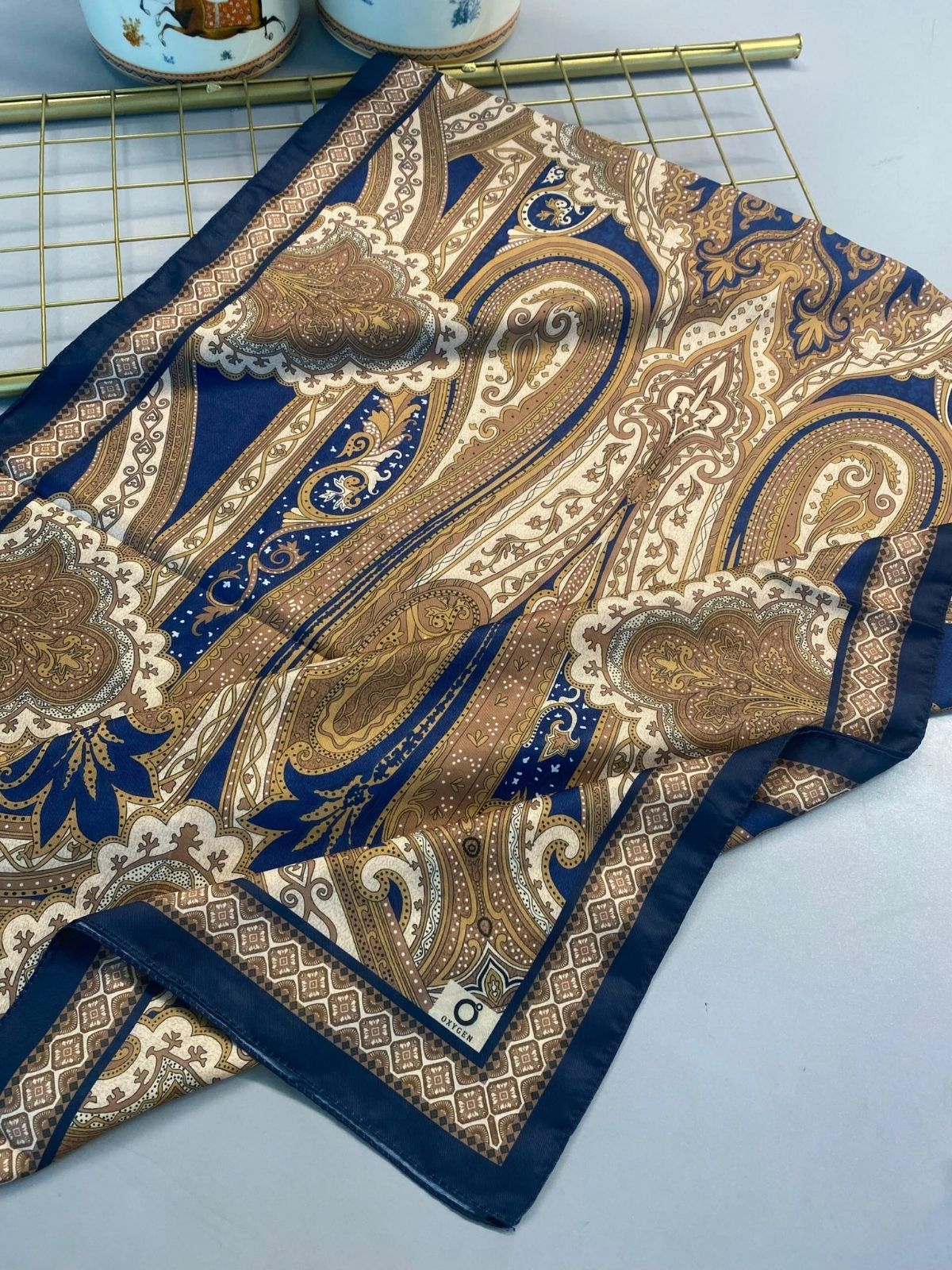 SAHRA DESEN PAMUK İPEK ŞAL-10005-GECE MAVİ - Görsel 4