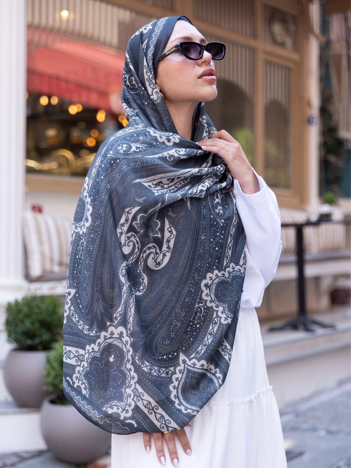 SAHRA DESEN PAMUK İPEK ŞAL-10005-ÇAM YEŞİLİ - Görsel 2