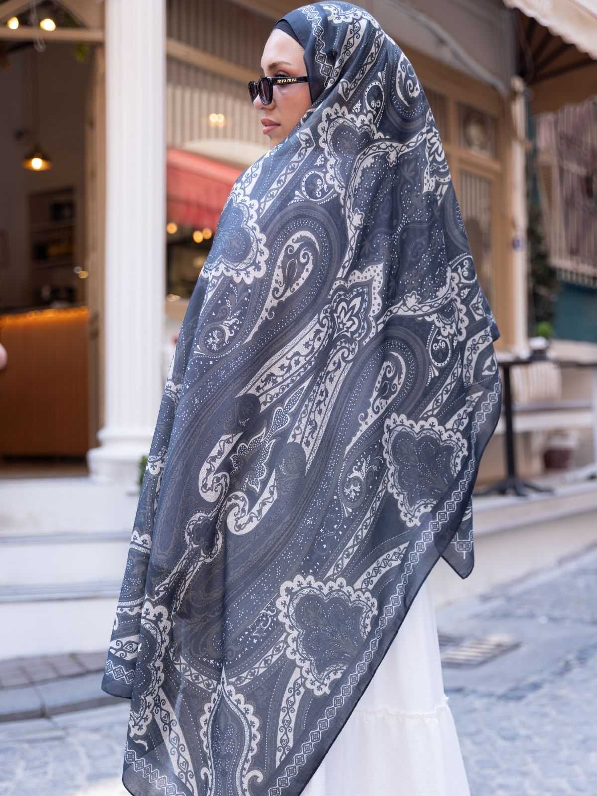 SAHRA DESEN PAMUK İPEK ŞAL-10005-ÇAM YEŞİLİ - Görsel 3