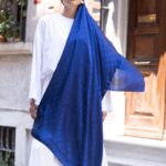 Lv  Desen Pamuk İpeksi Jakar Şal-53354-Lacivert