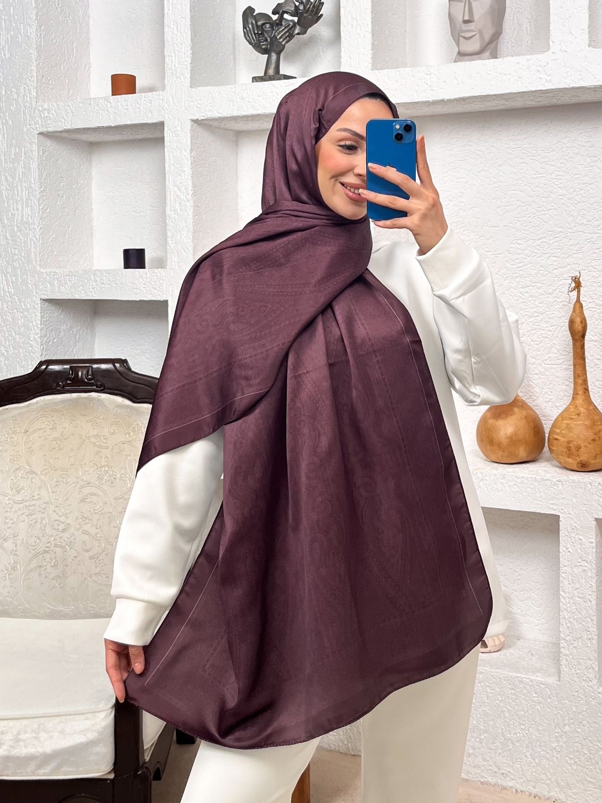 Nisyan  Vual İpek Şal-901465-Acıkahve