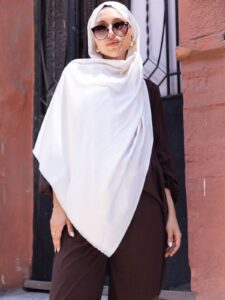 Ysl  Desen Kendinden Dokulu Desenli İtalyan Şal-10010-Beyaz