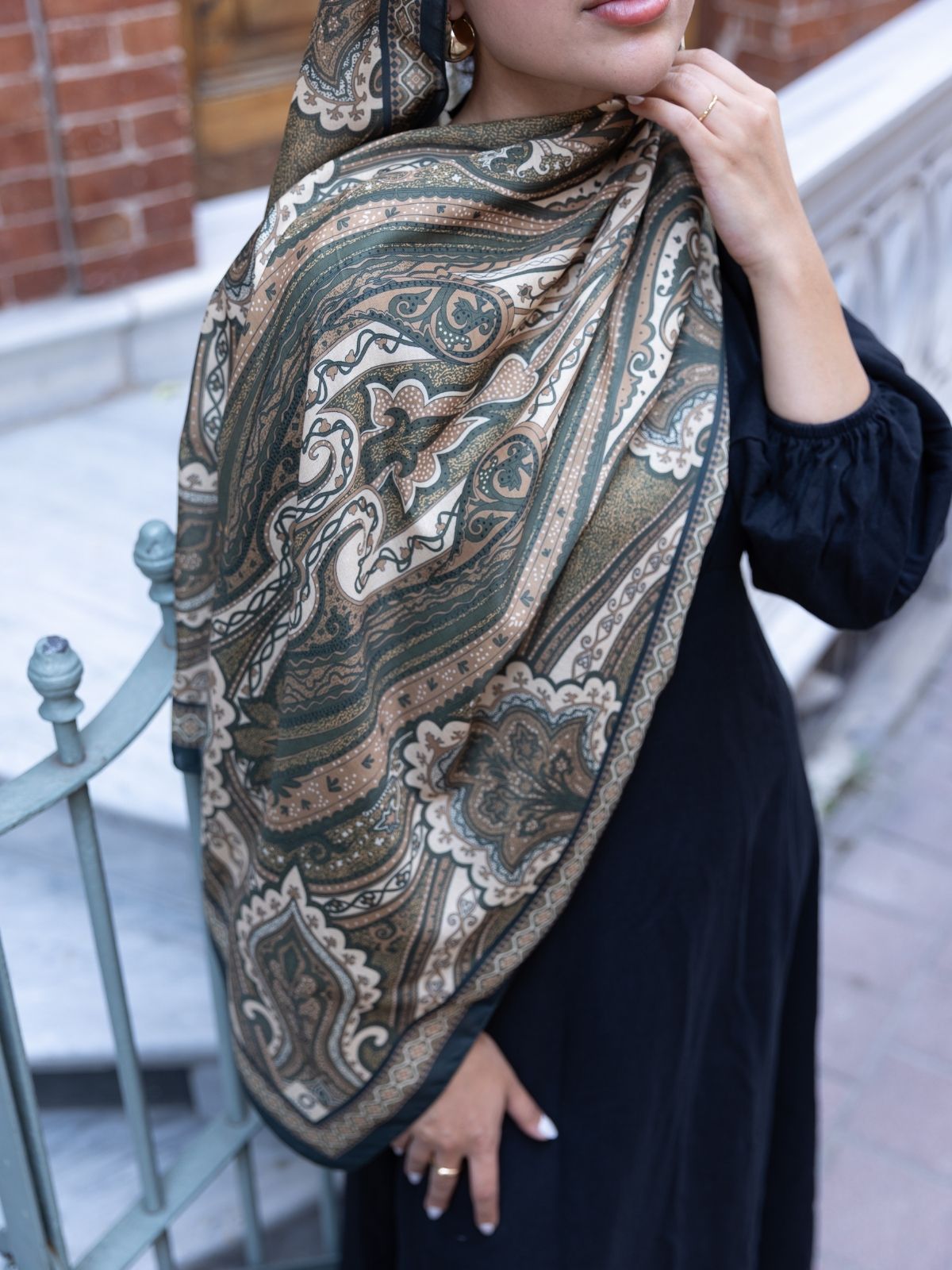 SAHRA DESEN PAMUK İPEK ŞAL-10005-TABA - Görsel 2