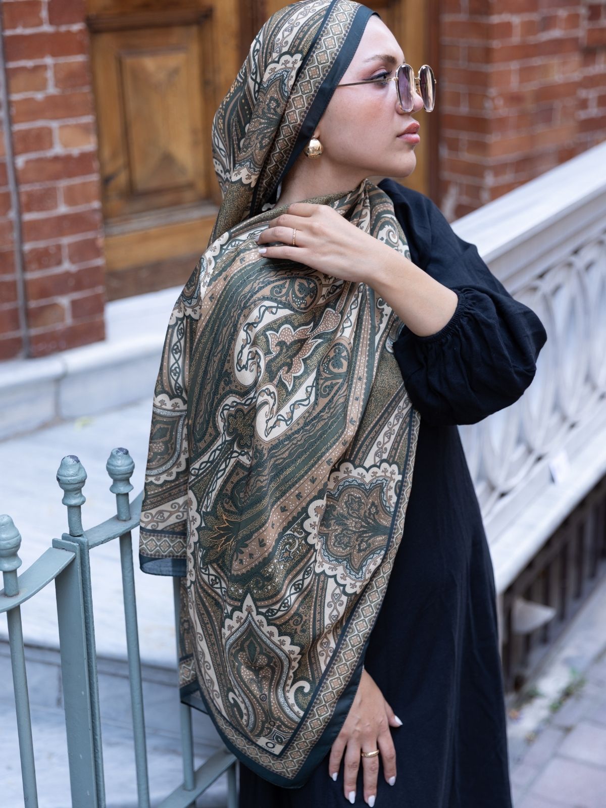 SAHRA DESEN PAMUK İPEK ŞAL-10005-TABA - Görsel 3