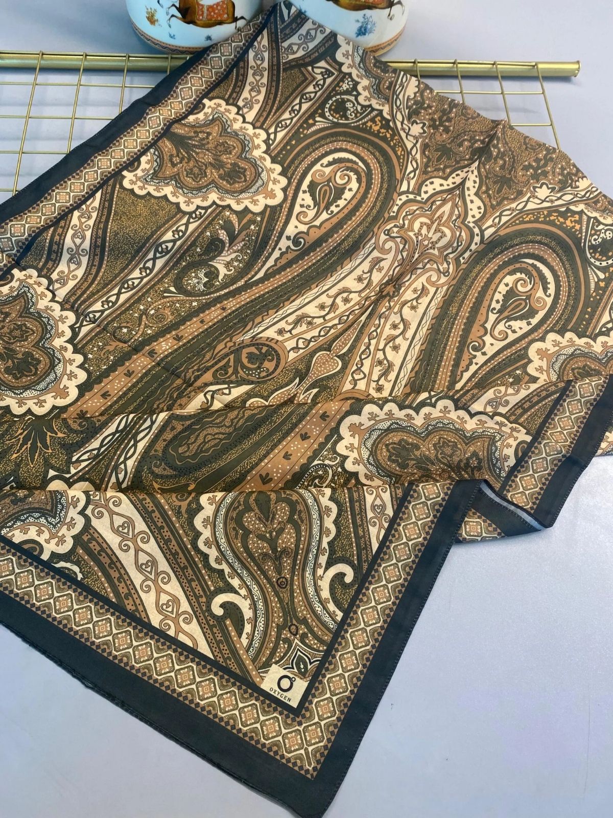 SAHRA DESEN PAMUK İPEK ŞAL-10005-TABA - Görsel 5