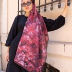 Mystic Bloom Desen Pamuk İpek Şal-Bordo