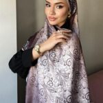 Leopar Detaylı Pamuk İpek Şal-456654-Krem