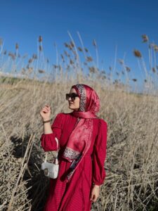 Leopar Detaylı Pamuk İpek Şal-456654-Kırmızı