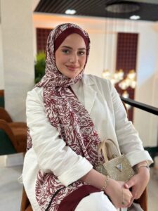 Touch Fourty Floral Desen Pamuk İpek Şal-202343-Kırmızı