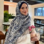 Touch Fourty Floral Desen Pamuk İpek Şal-202343-Lacivert