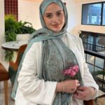 Touch Fourty Floral Desen Pamuk İpek Şal-202343-Su yeşili