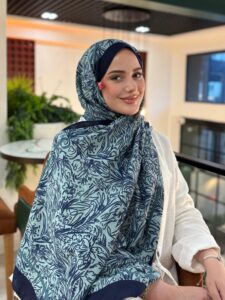 Touch Fourty Floral Desen Pamuk İpek Şal-202343-Mint