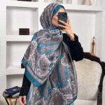 SAHRA DESEN PAMUK İPEK ŞAL-10005-PETROL