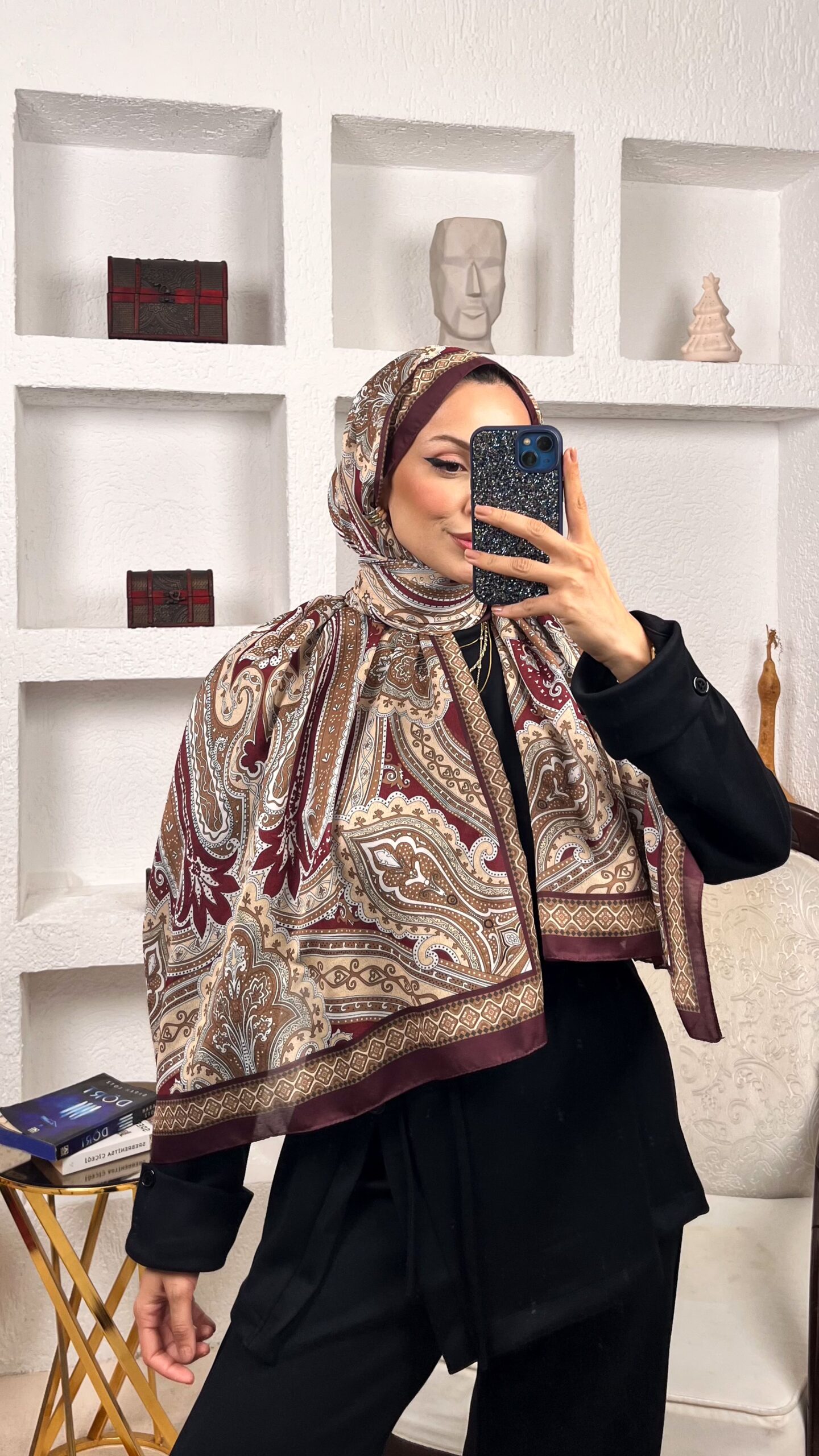 SAHRA DESEN PAMUK İPEK ŞAL-10005-KIZIL BORDO