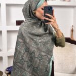 Touch Divan Desen İthal Pamuk Şal-2626202-Su Yeşili