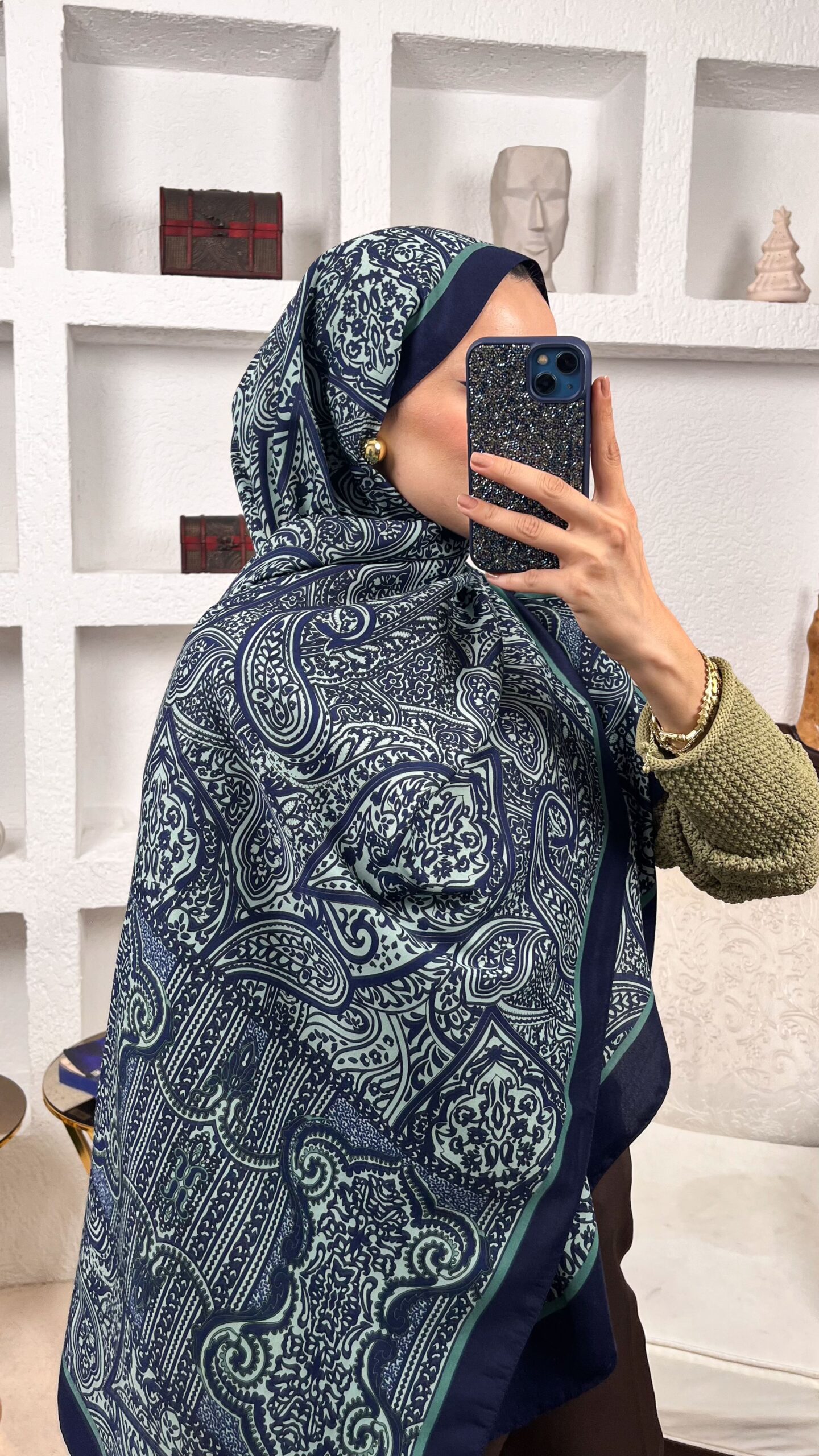 Touch Divan Desen İthal Pamuk Şal-2626202-Mint