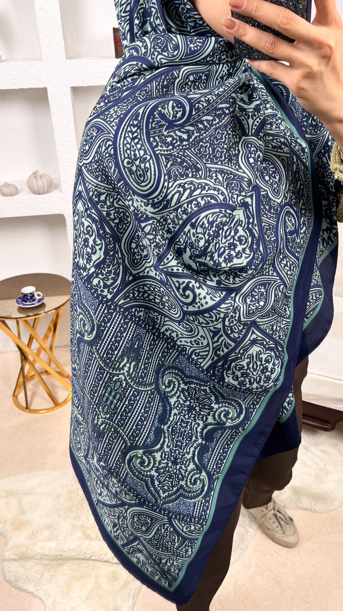 Touch Divan Desen İthal Pamuk Şal-2626202-Mint - Görsel 2