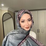 Leopar Detaylı Pamuk İpek Şal-456654-Mint