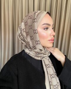 G Desenli İpek Kaşmir Çift Taraflı Şal 440344 - Kahve