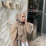 Lv Desenli İpek Kaşmir Çift Taraflı Şal - Lv Kahve