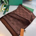 Gucci İthal Yün  İpek Şal Tam Set Kutulu Sertifikalı-Acıkahve
