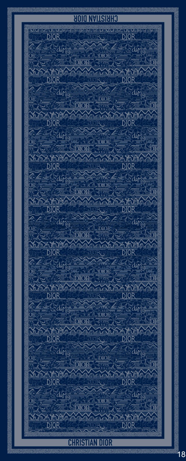 Dior Monogram Pamuk Soft Şal 86021 - Lacivert