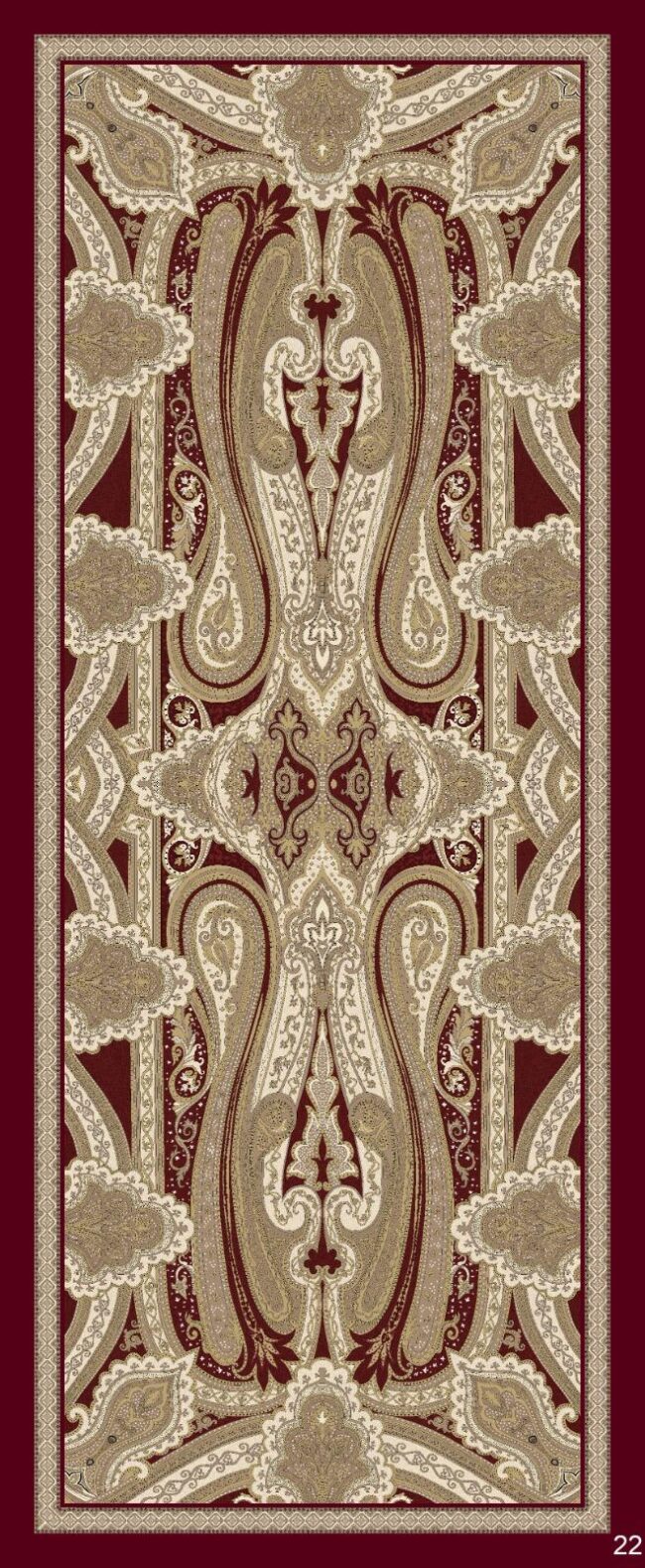 Yeni Etnik Pamuk Soft Şal 65301 - Vişne-Altın