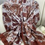 PAPATYA DESEN PAMUK İPEKSİ ŞAL 25896- KESTANE