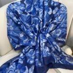 PAPATYA DESEN PAMUK İPEKSİ ŞAL 25896- SAKS