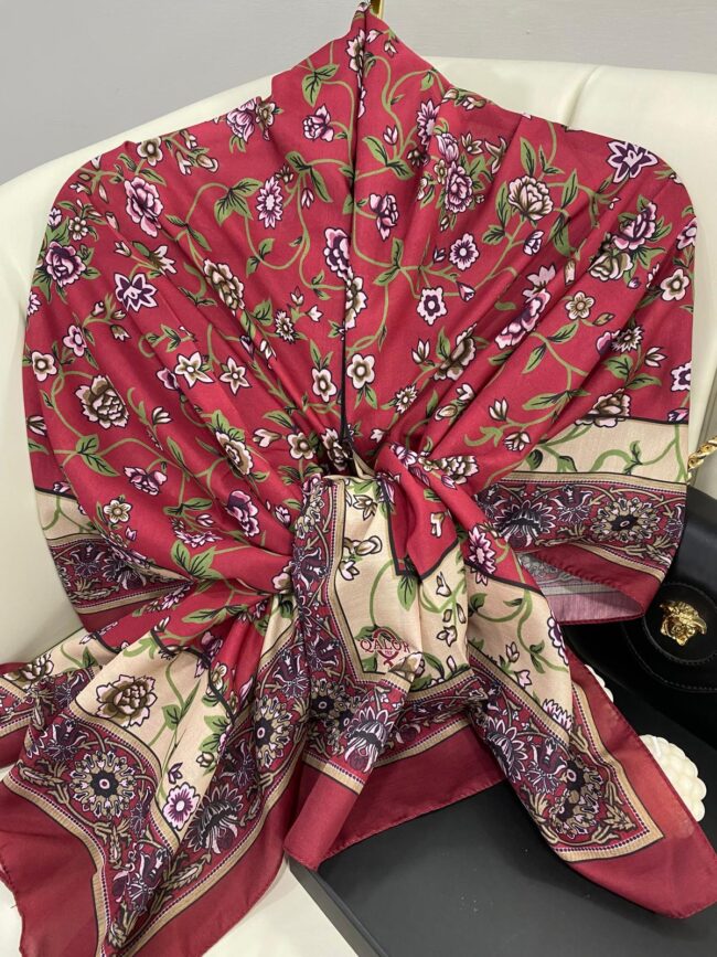 ETNİK DESEN PAMUK ŞAL-989744- Koyu Kırmızı