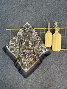 Etro Desen Pamuk Soft Eşarp 27091 -Yağ  Yeşili