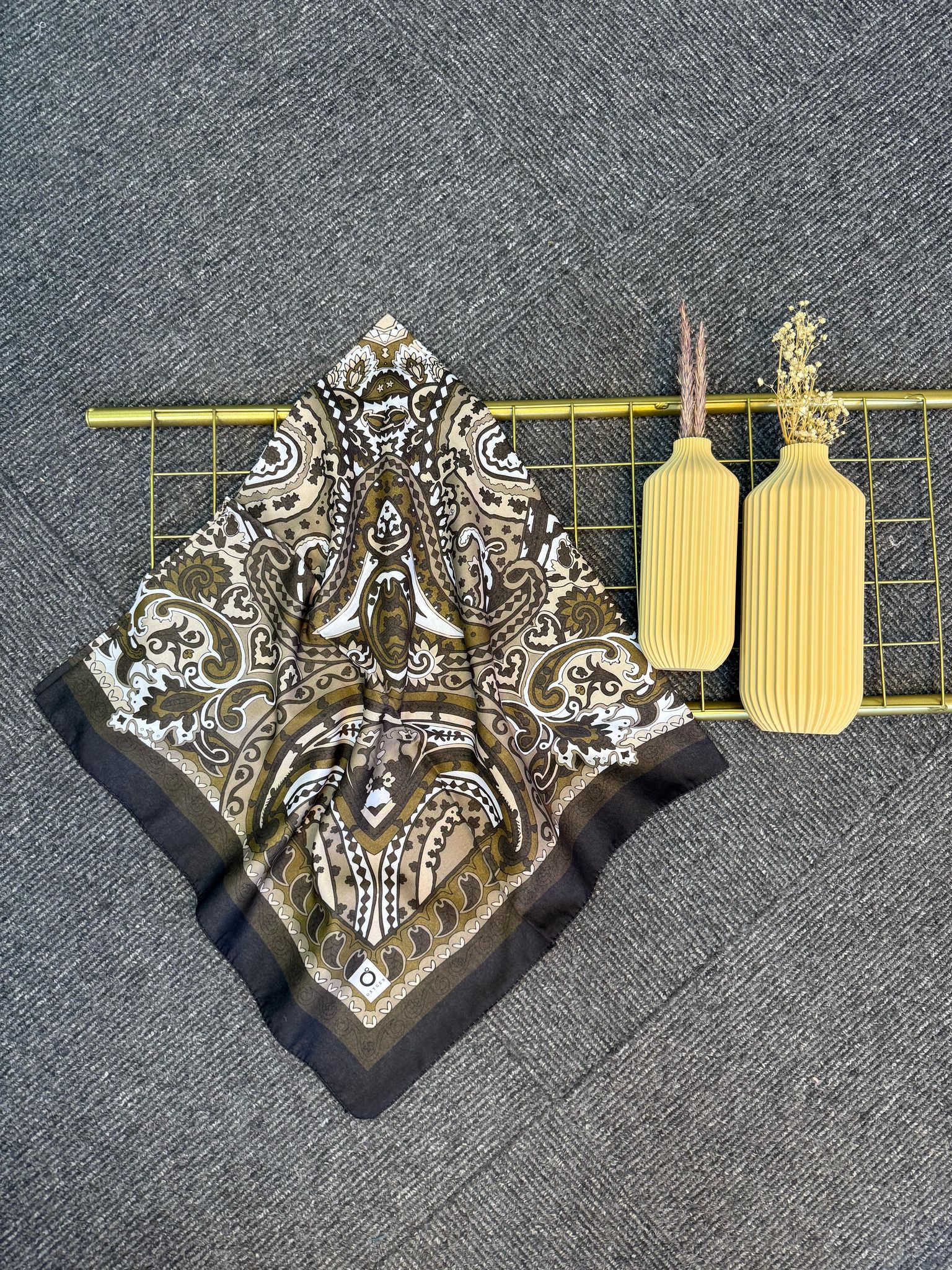 Etro Desen Pamuk Soft Eşarp 27091 -Yağ  Yeşili