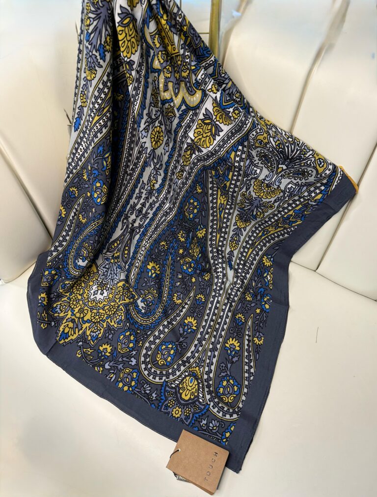 Touch İthal Etnik Desen Pamuk İpek Şal- 99880 -Füme