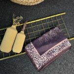 Leopar Detaylı Pamuk İpek Şal-456654-Acı Kahve