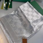 Gucci İthal Yün  İpek Şal Tam Set Kutulu Sertifikalı-Gri