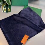 Gucci İthal Yün  İpek Şal Tam Set Kutulu Sertifikalı-Lacivert