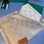 Gucci İthal Yün  İpek Şal Tam Set Kutulu Sertifikalı-Bej