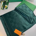 Gucci İthal Yün  İpek Şal Tam Set Kutulu Sertifikalı-Zümrüt