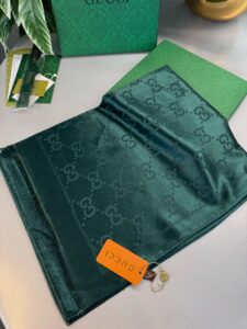 Gucci İthal Yün  İpek Şal Tam Set Kutulu Sertifikalı-Zümrüt