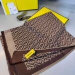 Fendi  İthal Yün  İpek Şal Tam Set Kutulu Sertifikalı-Kahve