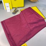 Fendi  İthal Yün  İpek Şal Tam Set Kutulu Sertifikalı-Bordo