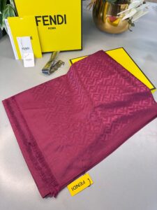 Fendi  İthal Yün  İpek Şal Tam Set Kutulu Sertifikalı-Bordo