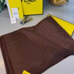 Fendi  İthal Yün  İpek Şal Tam Set Kutulu Sertifikalı-Acı Kahve