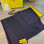 Fendi  İthal Yün  İpek Şal Tam Set Kutulu Sertifikalı-Lacivert