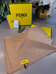 Fendi  İthal Yün  İpek Şal Tam Set Kutulu Sertifikalı-Gold