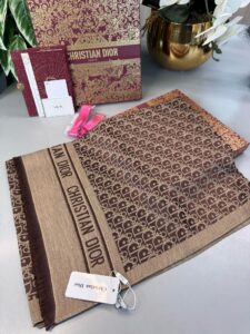 Dior  İthal Yün  İpek Şal Tam Set Kutulu Sertifikalı-Kahve