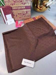 Dior  İthal Yün  İpek Şal Tam Set Kutulu Sertifikalı-Acıkahve