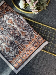 Otantik Desen Pamuk İpek Şal-259400-Tarçın