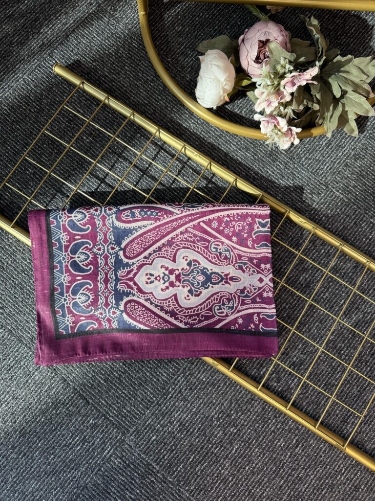 Otantik Desen Pamuk İpek Şal-259400-Bordo