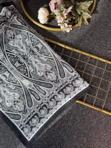 Otantik Desen Pamuk İpek Şal-259400-Füme